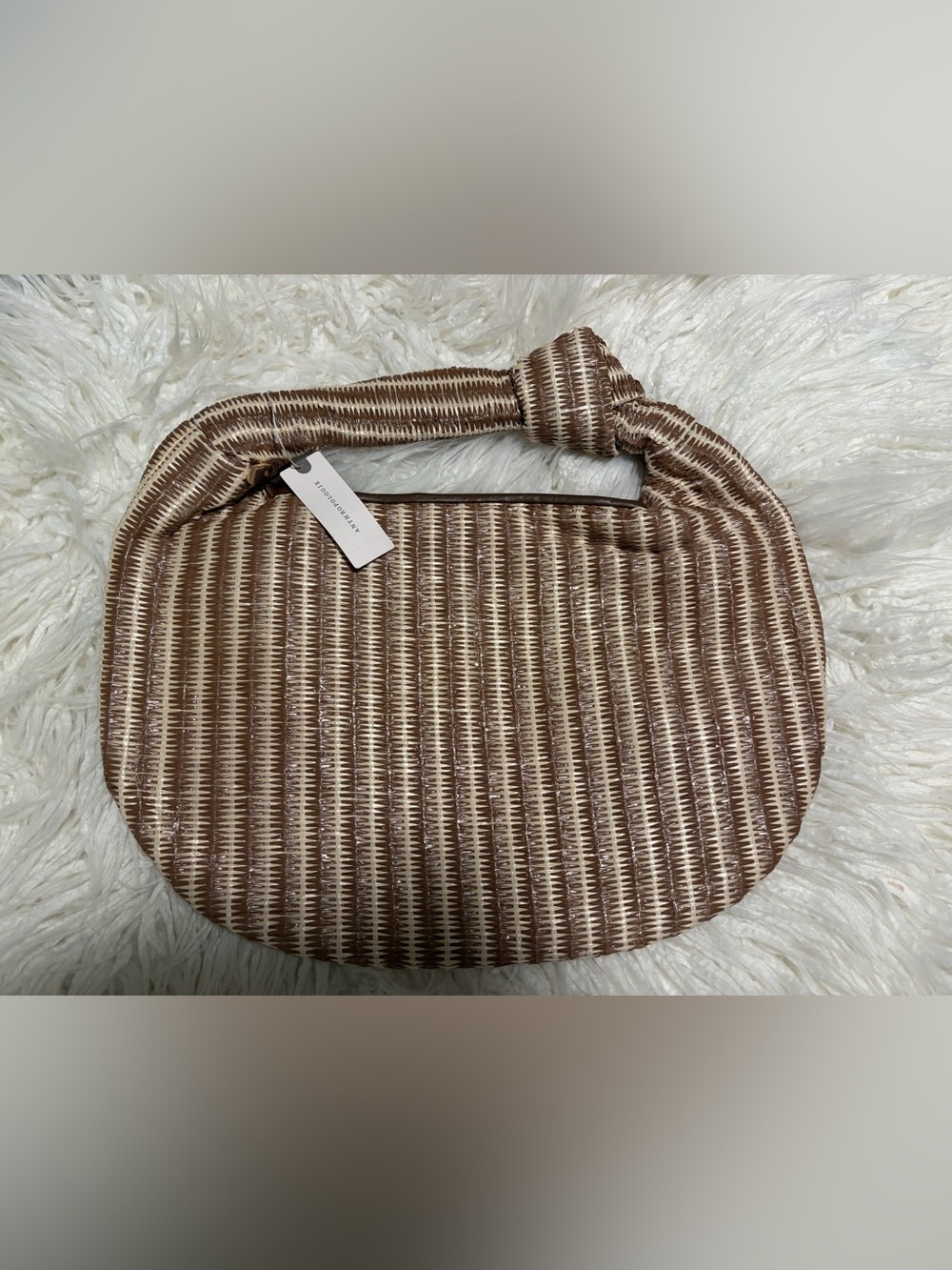 NWT - Anthropologie BRIGITTE Satchel by Melie Bianco BROWN Raffia Edition - Picture 5 of 6